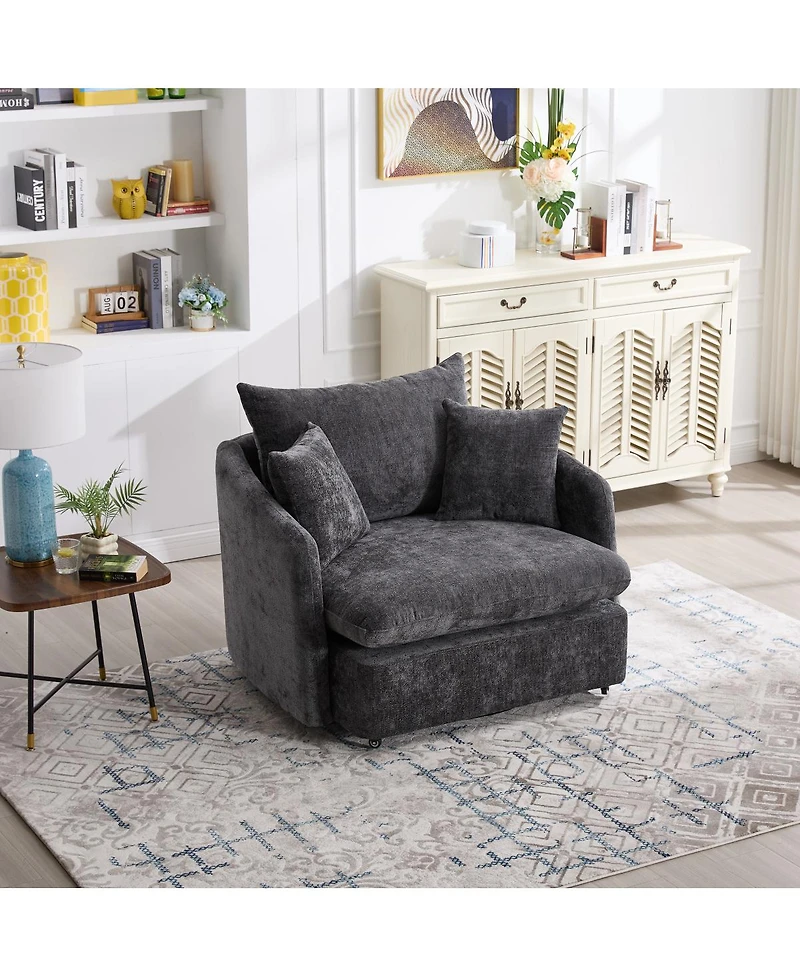 Streamdale Furniture Swivel Sofa Armchair with 3 Pillows