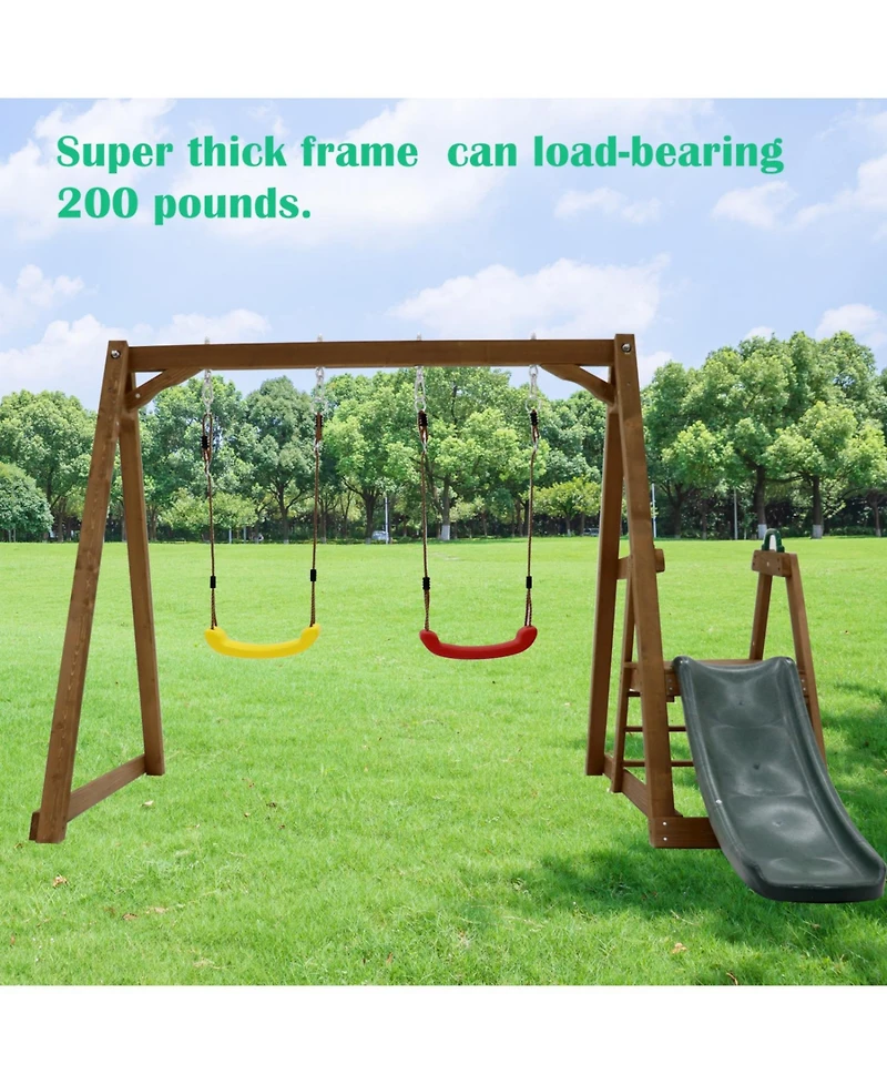 Streamdale Furniture Boys Backyard Swing Set with Slide and Ladder