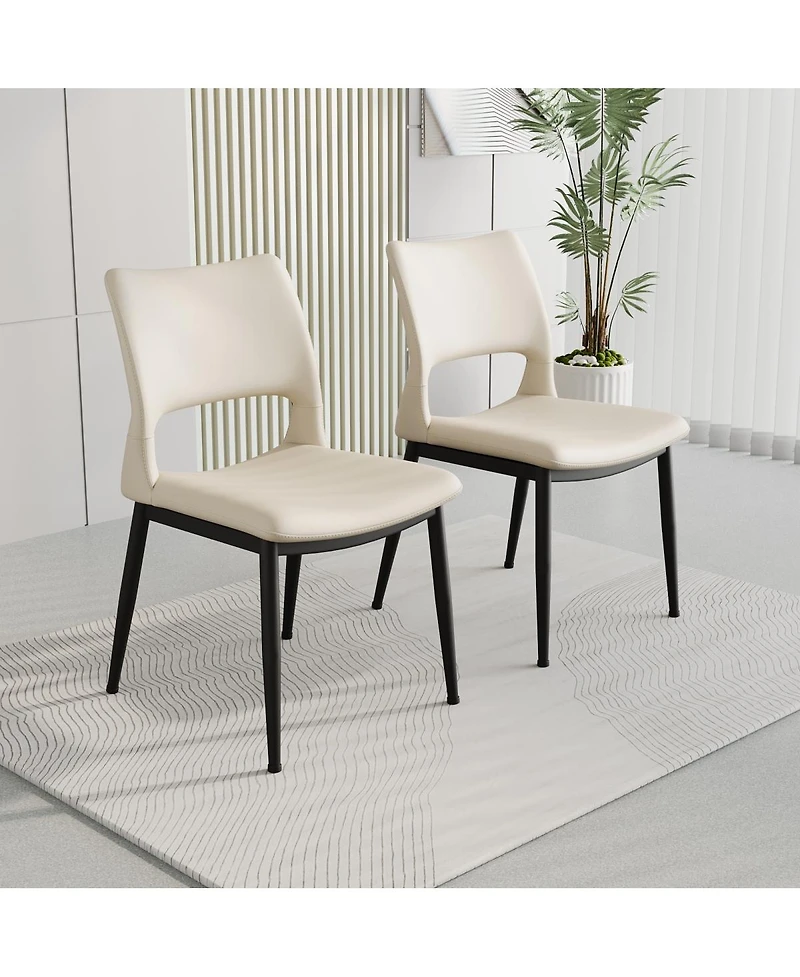 Streamdale Furniture Minimalist Pu Dining Chairs Set of 2
