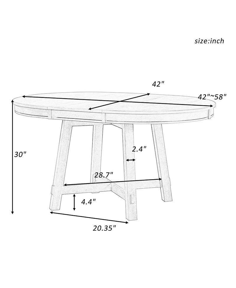 Boyel Living Farmhouse Round Extendable Dining Table with 16" Leaf Wood Kitchen Table