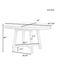 Boyel Living Farmhouse Round Extendable Dining Table with 16" Leaf Wood Kitchen Table