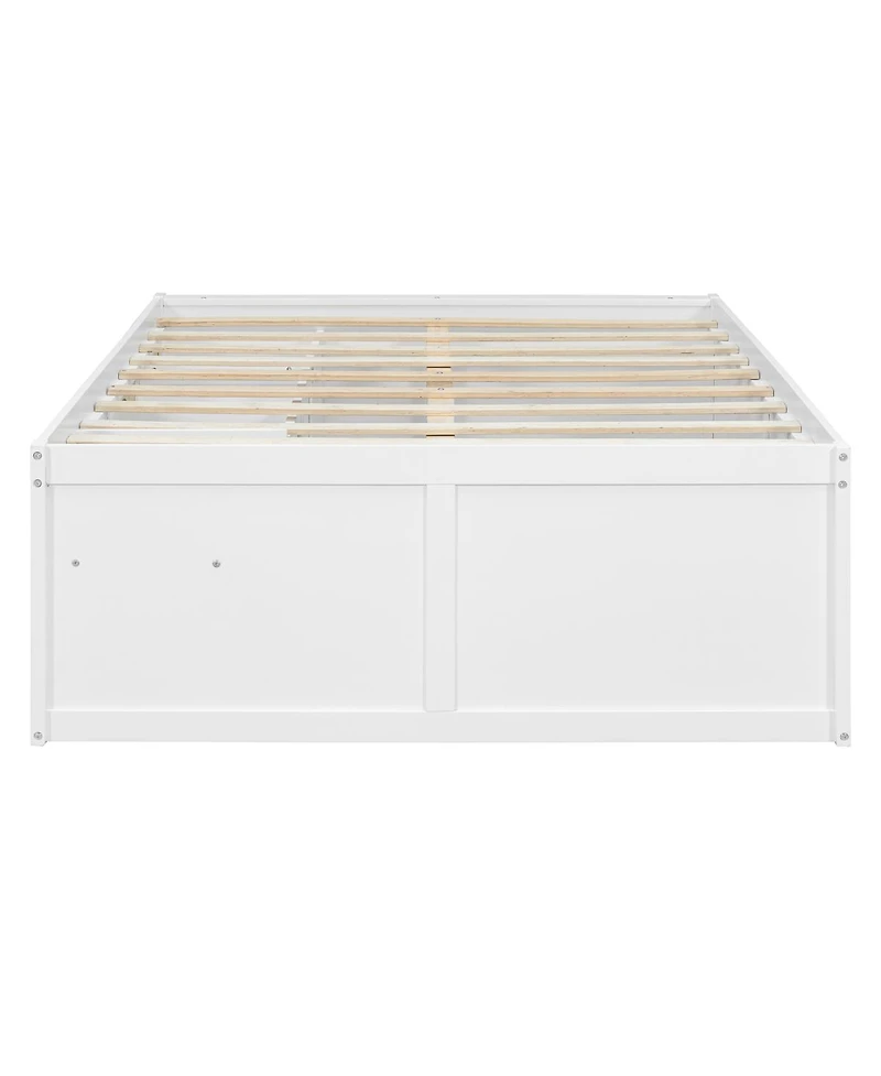 Streamdale Furniture Wooden Platform Bed with Bookshelf, Light, Drawer