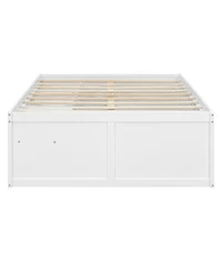 Streamdale Furniture Wooden Platform Bed with Bookshelf, Light, Drawer