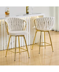 Streamdale Furniture Velvet Braided Bar Stools Set of 2