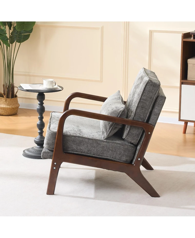 Streamdale Furniture Comfy Upholstered Accent Chair with Wood Arms.