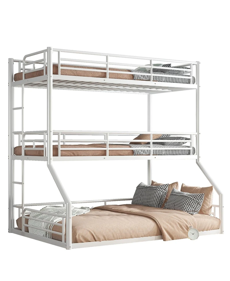 Streamdale Furniture Metal Triple Bunk Bed with Guardrails