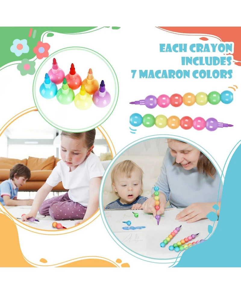 Gnuadz Stacking Crayons Rainbow Party Favor Diy Painting Gift Pack of 24