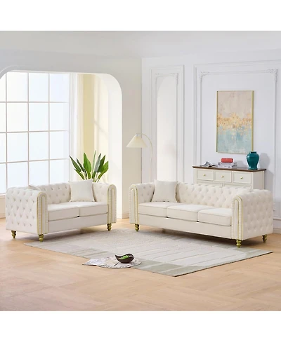 Streamdale Furniture 3+2 Velvet Sofa with Gold Legs