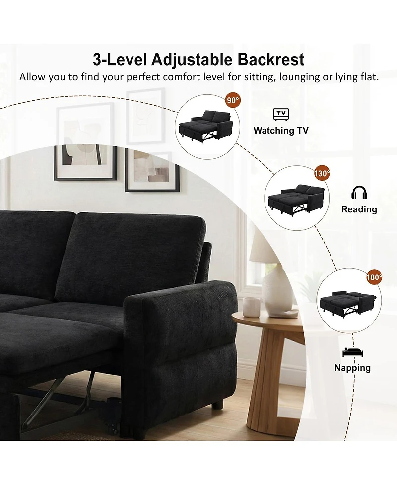 Streamdale Furniture Convertible Sofa Bed Loveseat with Usb Ports