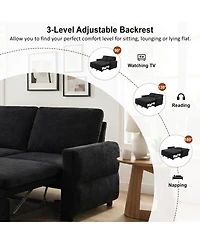 Streamdale Furniture Convertible Sofa Bed Loveseat with Usb Ports