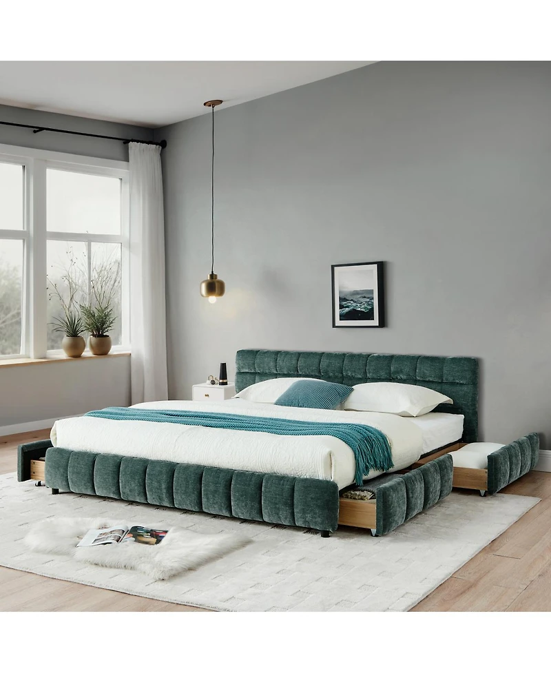 Streamdale Furniture Ca King Upholstered Bed with Storage Drawer