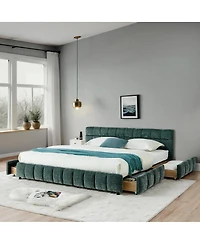 Streamdale Furniture Ca King Upholstered Bed with Storage Drawer