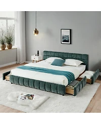 Streamdale Furniture Ca King Upholstered Bed with Storage Drawer