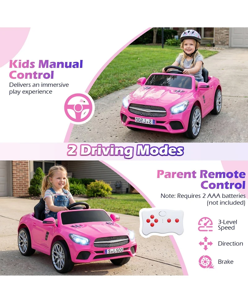 Slickblue Kids 12V Ride On Car with Remote Control, Music and Led Lights