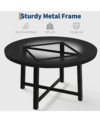 homfan Round Dining Table for 4 to 6 with Metal Frame, Space-Saving Kitchen and Room