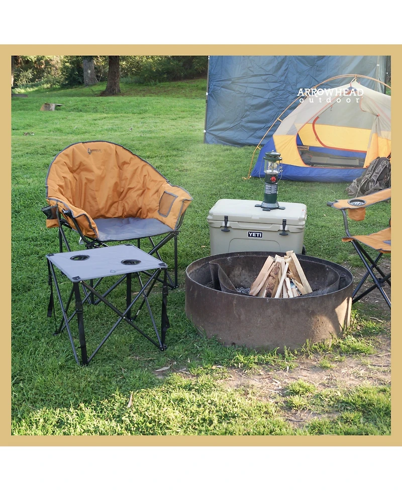 Arrowhead Outdoor 2-Pack Oversized Heavy-Duty Club Folding Padded Moon Camping Chair with Cup Holder and Carrying Bag, Supports 330 lbs