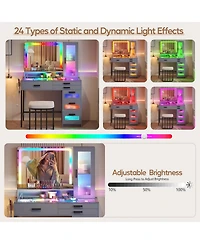 Vlsrka Led Vanity Desk Set with Rgb Mirror, Remote & Charging Station