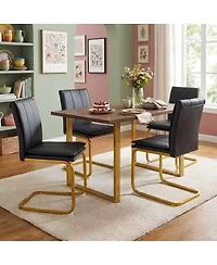Streamdale Furniture Pu Leather Dining Chairs with Metal Legs