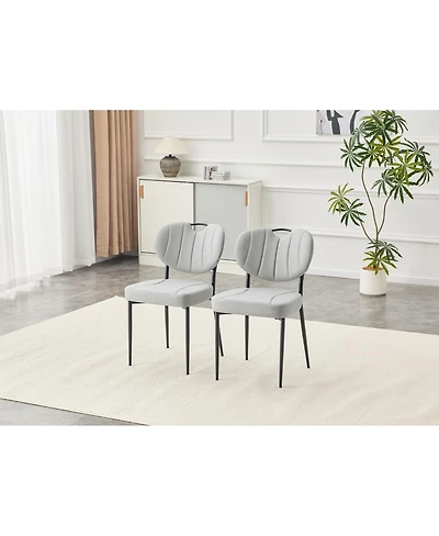 Streamdale Furniture 2 Leather Dining Chairs with Metal Legs