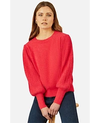 Yumi Women's Knitted Balloon Sleeve Textured Jumper