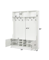 Slickblue Entryway Hall Tree 6-in-1 with Bench and Storage Unit