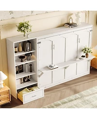 Streamdale Furniture Murphy Bed With Storage, Shelf, Drawer, Foldable Platform Bed