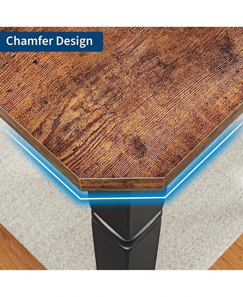 homfan Large Rectangular Dining Table for 6 to 8 with Metal Frame