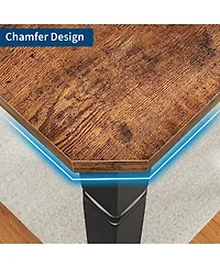 homfan Large Rectangular Dining Table for 6 to 8 with Metal Frame
