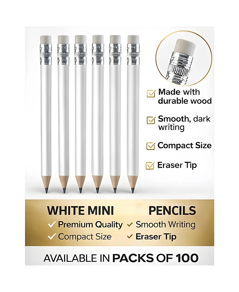 Gnuadz Pencils Mini Wood Eraser Sharpened Round Schools Wedding 100pcs