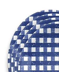 Abode Homewares Homemade Navy Melamine Gingham Dinner Plates, Set of 4