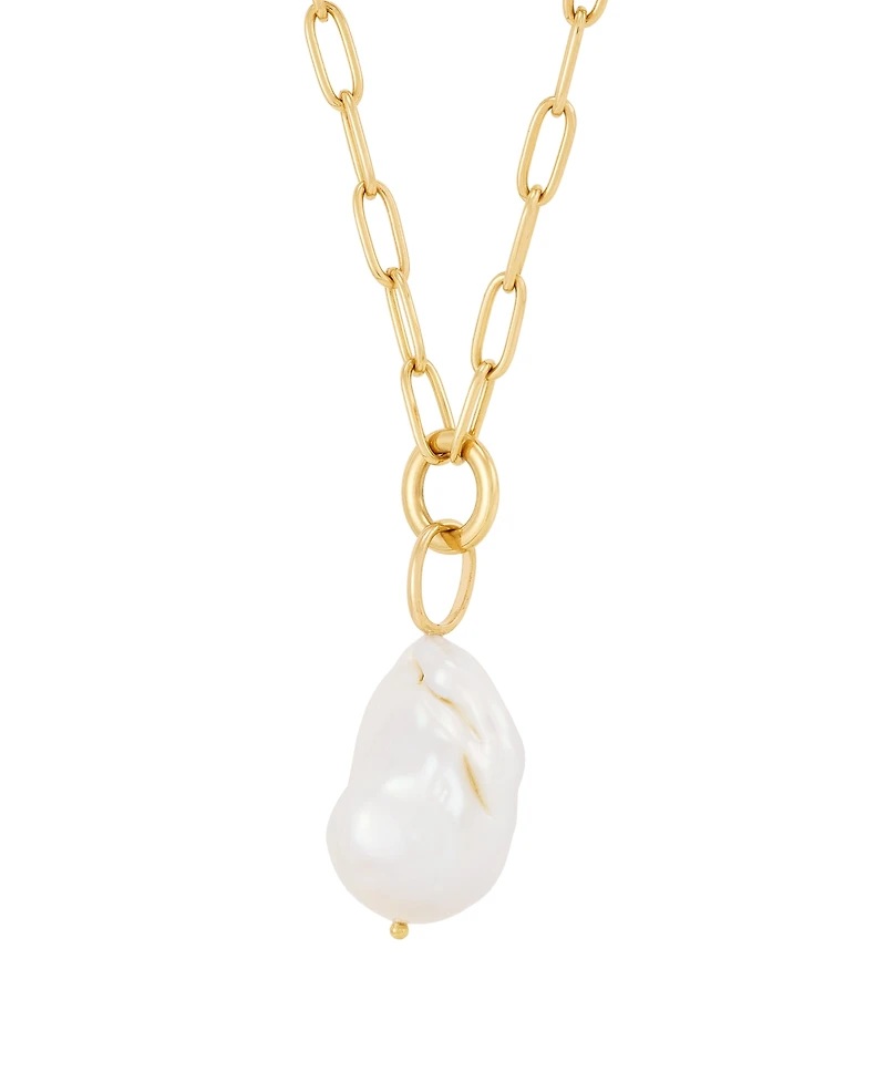 Macy's Baroque Cultured Freshwater Pearl (13-14mm) Pendant Necklace in 14k Yellow Gold-Plated Sterling Silver