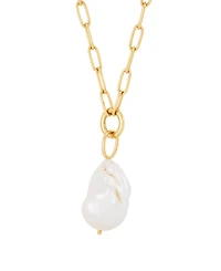 Macy's Baroque Cultured Freshwater Pearl (13-14mm) Pendant Necklace in 14k Yellow Gold-Plated Sterling Silver