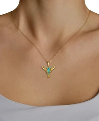 Le Vian Robin's Egg Blue Turquoise (1/4 ct. t.w.) & Diamond Western Bull Pendant Necklace in 14k Honey Gold
