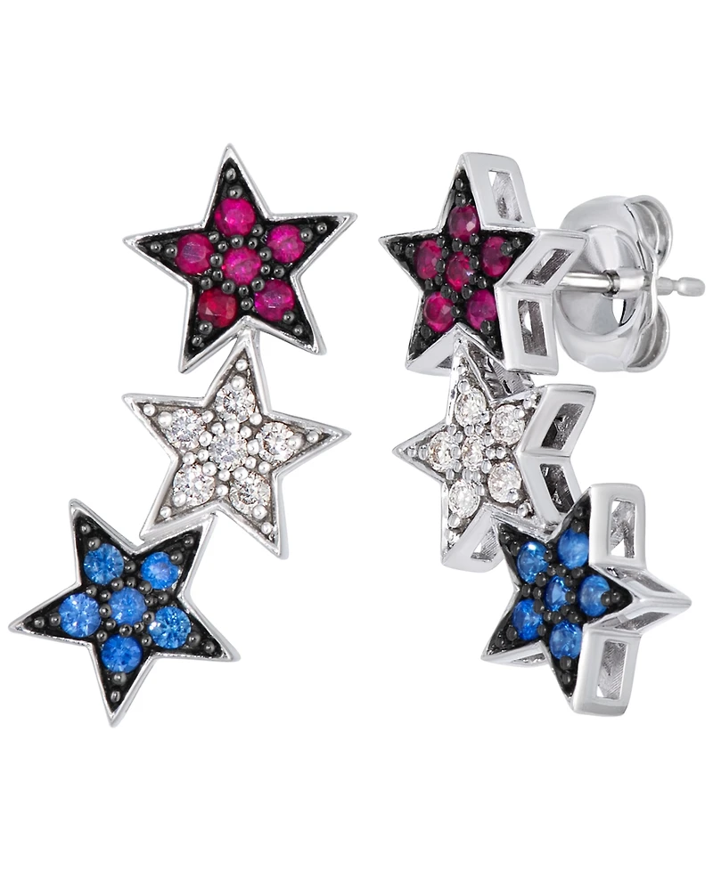 Le Vian Sapphire, Ruby (1/3 ct. t.w.) & Nude Diamond (1/6 ct. t.w.) Earrings in 14k Vanilla Gold