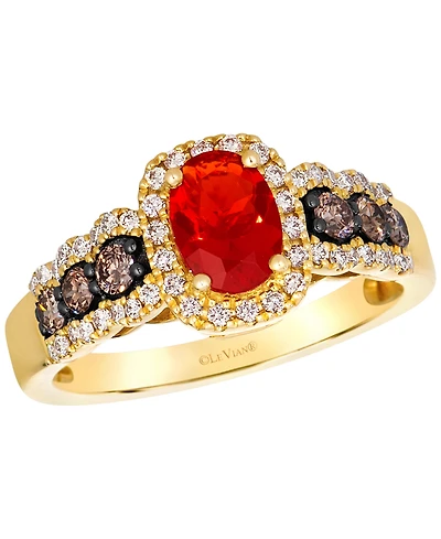 Le Vian Fire Opal (1/3 ct. t.w.) & Diamond (5/8 ct. t.w.) Ring in 14k Honey Gold