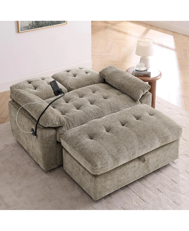 Streamdale Furniture Reclining Sofa with Usb, Ottoman