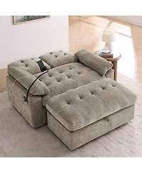 Streamdale Furniture Reclining Sofa with Usb, Ottoman