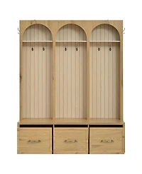 Streamdale Furniture Oak Farmhouse Hall Tree with Bench and Storage
