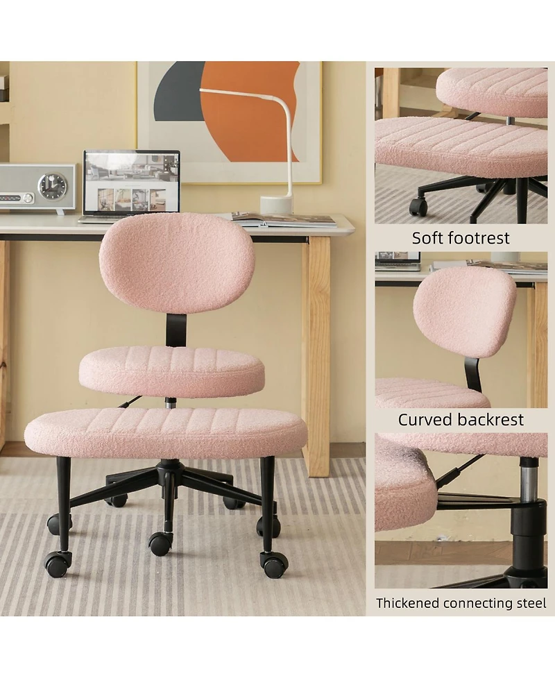 Streamdale Furniture Ergonomic Cross-Legged Swivel Desk Chair with Back Support