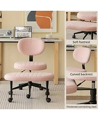 Streamdale Furniture Ergonomic Cross-Legged Swivel Desk Chair with Back Support