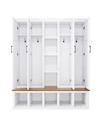 Streamdale Furniture Farmhouse 4-in-1 Hall Tree with Hooks and Bench
