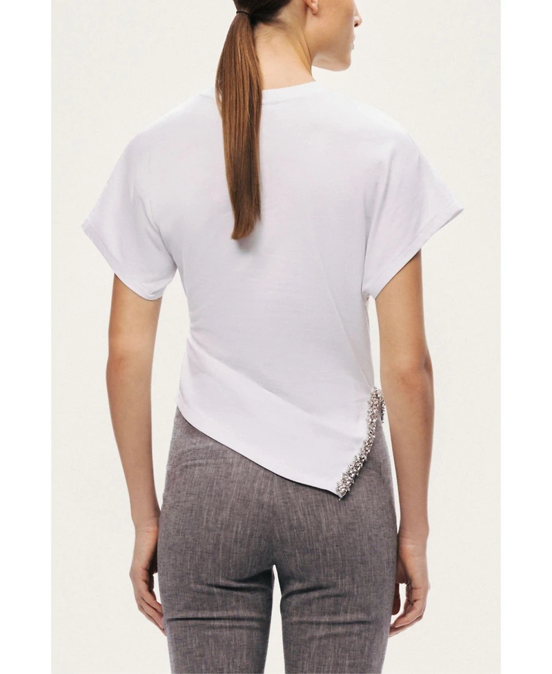 Nocturne Women's Embellished Asymmetric T-Shirt