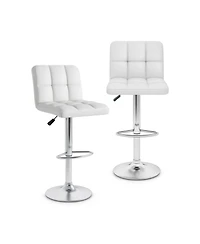 Sugift Modern Bar Stools Set of Two with Back and Metal Base