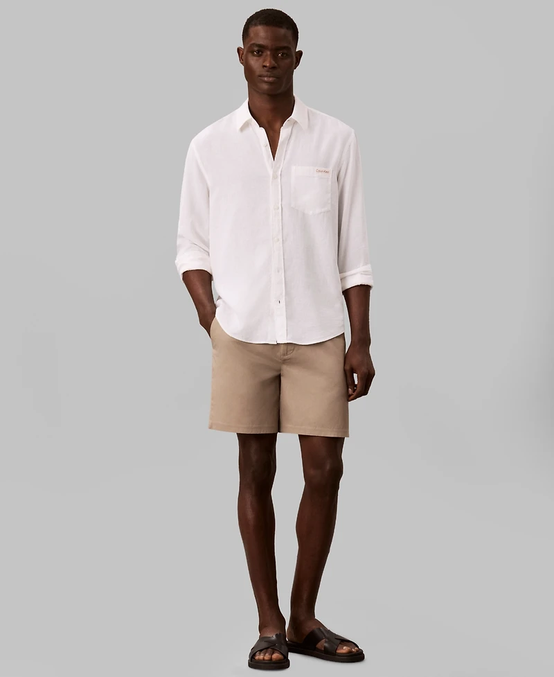 Calvin Klein Men's Straight-Fit Linen Shorts