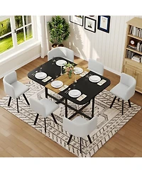 Streamdale Furniture 7piece Dining Set Wood Table and 6 Pu Chairs