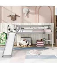 Streamdale Furniture Loft Bed with Slide, Multifunctional Design