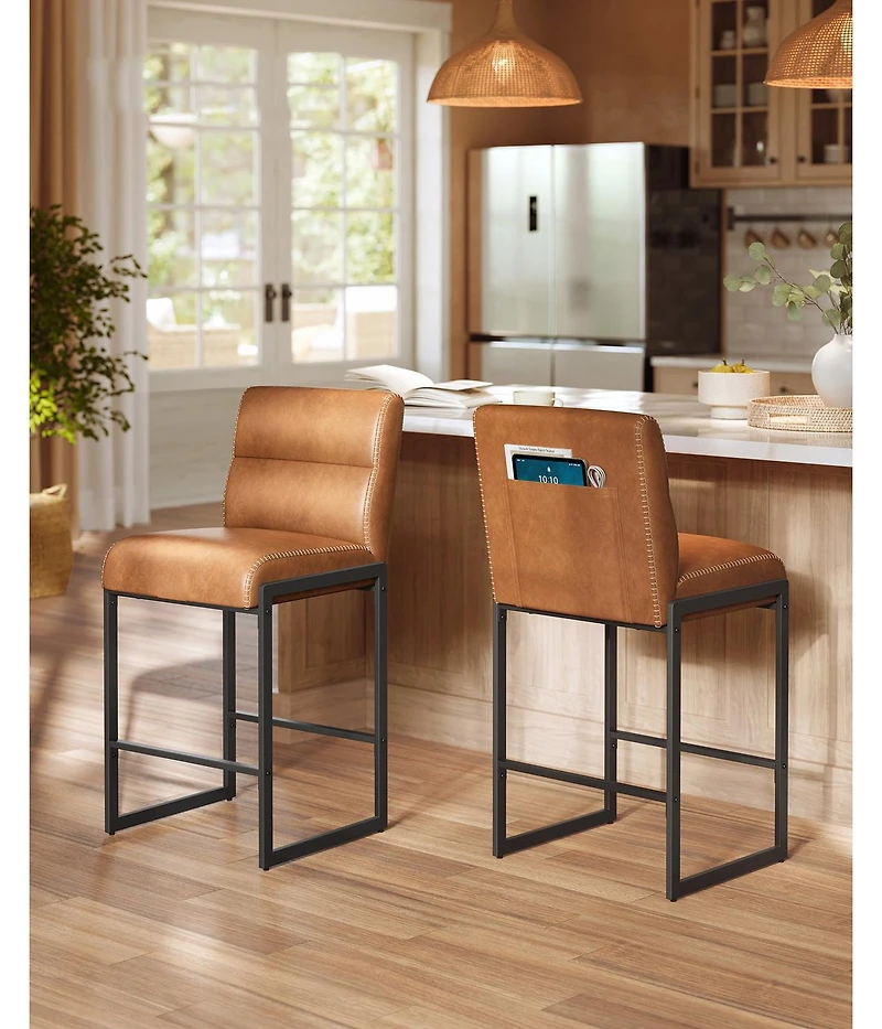 Slickblue Modern Bar Stools Set of 2 Counter Height with Back Support