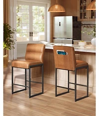 Slickblue Modern Bar Stools Set of 2 Counter Height with Back Support