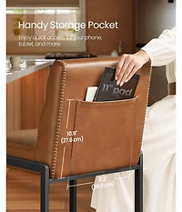 Slickblue Modern Bar Stools Set of 2 Counter Height with Back Support