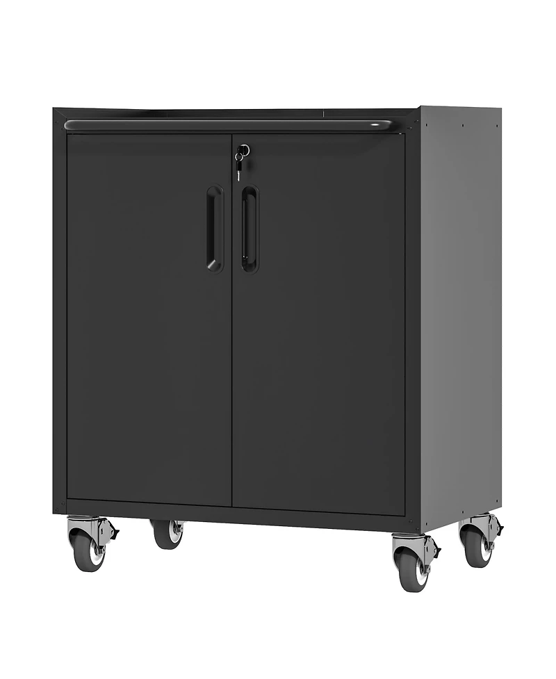 Viyet Heavy-Duty Rolling Metal Cabinet - Lockable 2-Door Tool Storage with Adjustable Shelves